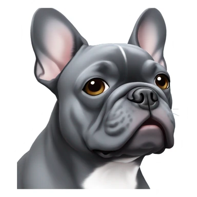 Dark grey French bulldog with white line on chest and blue eyes sticker