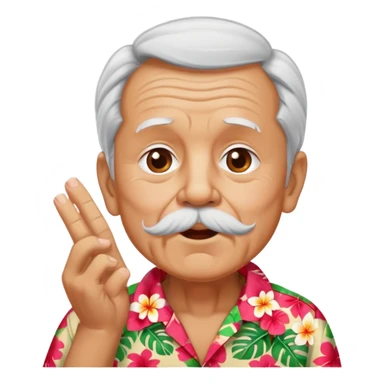 old man in hawaiian shirt blowing a kiss sticker