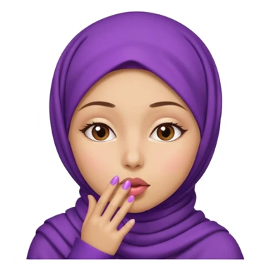 purple hijab girl sending a kiss sticker