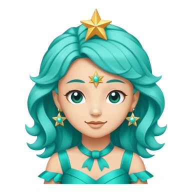 Stella sparkle sprite guardian of sparkle theater star-shaped head and a turquoise dress and ribbon sticker