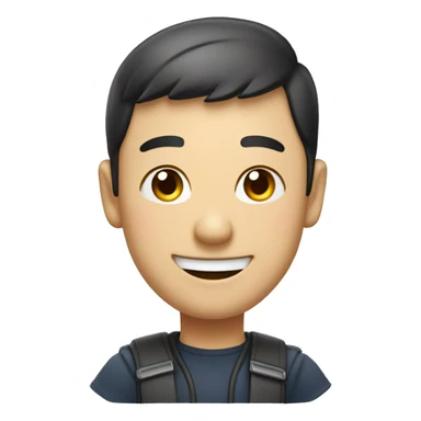 Smiling Chinese man shows thumbs up sticker