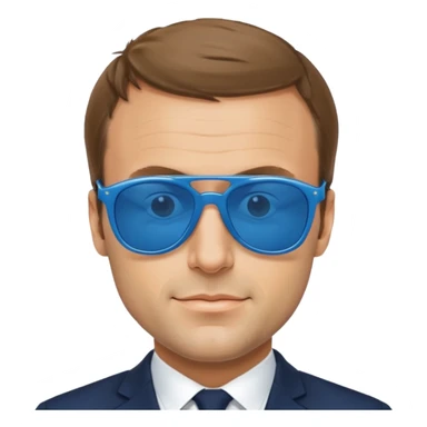 Emmanuel macron with blue sunglassesEmmanuel macron with blue sunglasses sticker