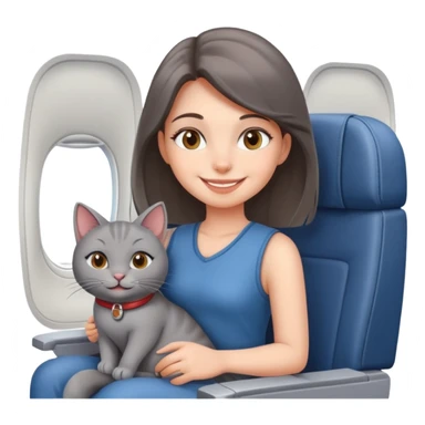 Girl with cat on airplane  sticker