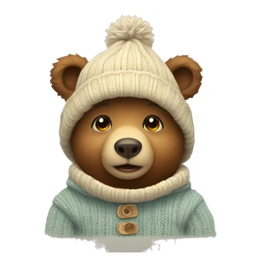little bear with cozy sweater and a hat sticker