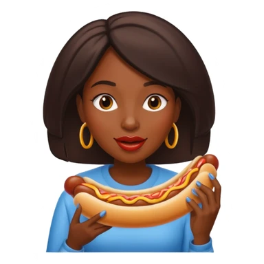 black woman eating hot dog  sticker