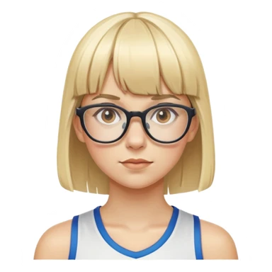 Chica rubia de gafas y flequillo recto haciendo deporte  sticker