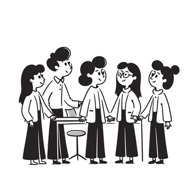 group of people in business attire, hand drawn doodle style sticker