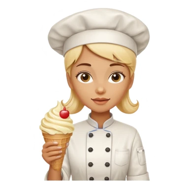girl chef holding ice cream sticker