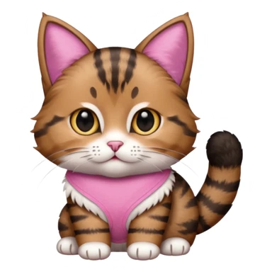 a  brown and black tabby cat, with a pink bandage on her front paw, sticker