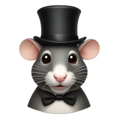 front facing rats face wearing a bowler hat sticker