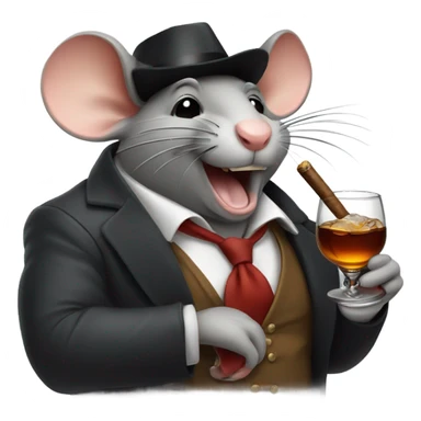 Rat smoking a cigar and drinking bourbon  sticker