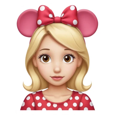 Skinny girl Hazel eyes blonde hair Minnie mouse ears sticker