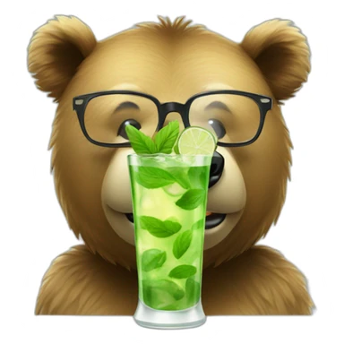 bear with glasses drinking mojito sticker