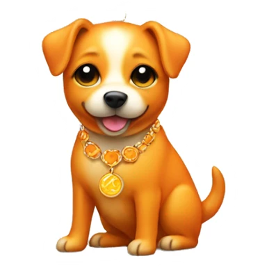 Small orange dog with sun necklace sticker