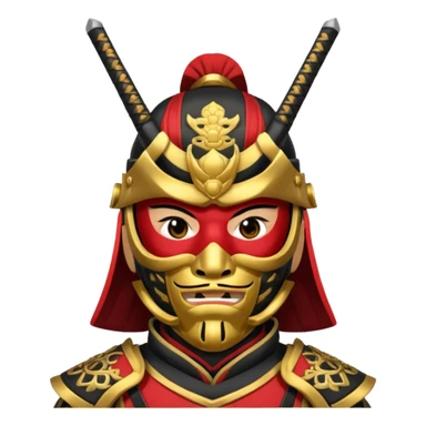 Samurai with black red and gold armor and they have a detailed mask covering their mouth sticker