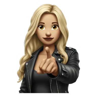 Blonde women with LONG HAIR, in Leather Jacket, Body Covered with Tattoos, POINTING YOU FORWARD with her HAND with INDEX FINGER, Hyper Realistic sticker
