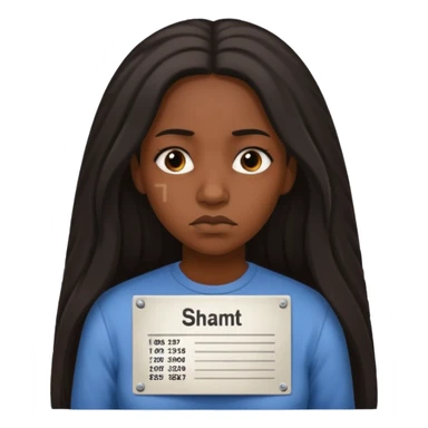 sad black prisoner long haired woman mug shot with bg no cup sticker