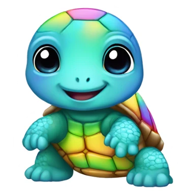 Chibi pastel rainbow turtle with neon shirt   sticker