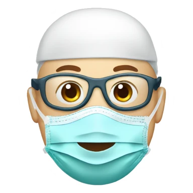 Bald male Nurse wearing face mask and goggles  giving thumbs up sticker