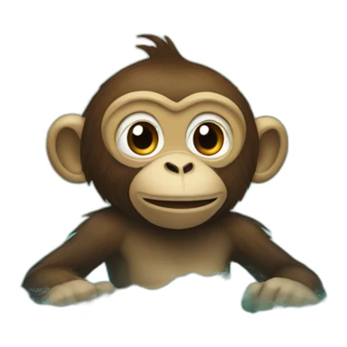 monkey swimming in sea with bikney sticker