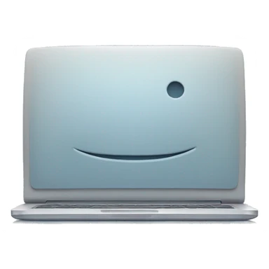 a notebook computer which shows and apple on its screen. Use pastel colors, prefering a soft blue and a soft gray. Be minimalistic and avoid faces.. sticker