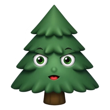 sapin avec deux gros yeux noirs, pas de bouche sticker