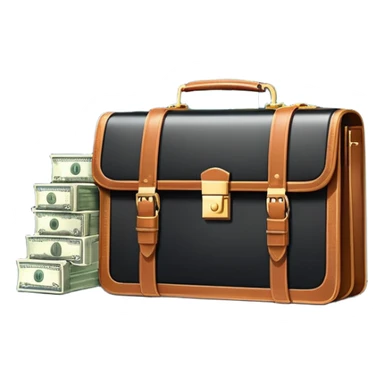 An icon showing a briefcase, a stack of money, and a graph with upward growth, representing business and entrepreneurship. The design highlights innovation, investment, and success in the world of startups and corporate ventures. Transparent background emphasizes the dynamic nature of business. sticker