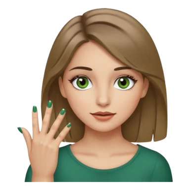 Ragazza bionda scuro con gli occhi marroni/verdi,truccata con un unghia fra i denti sticker