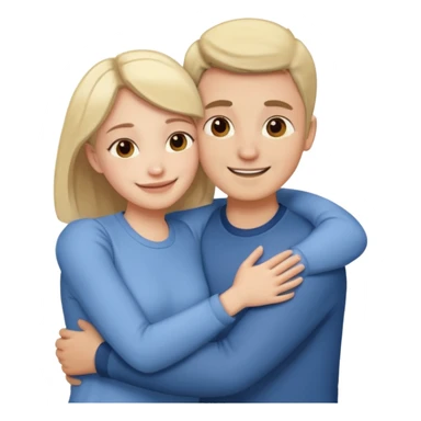 Two people hugging for comfort, one male one female sticker