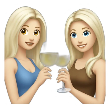 A white female with brown eyes and blond medium long hair and a white male with blue eyes and grey hair, they toast to each other with a glass of white wine. sticker