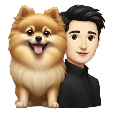 Pavel Durov and long hair Pomeranian dog, heart sticker