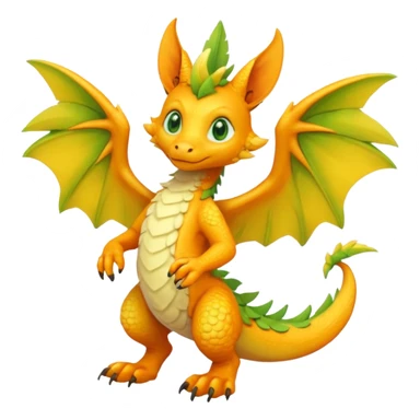 Orange-Banana-Pear-themed "Dutch Angel Dragon"-"Vernid"-"Trico"-furry-Fakémon-hybrid-creature (full body) sticker