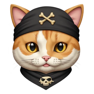 pirate cat with one eye closed with band sticker