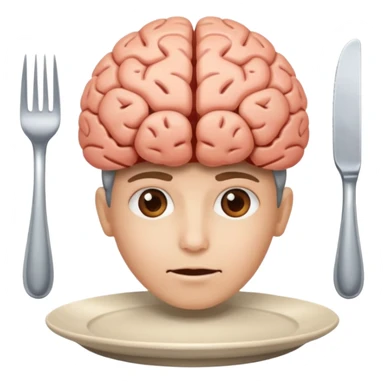 Brain on a plate next to head  sticker
