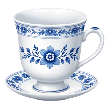 Cute porcelain teacup white and blue sticker
