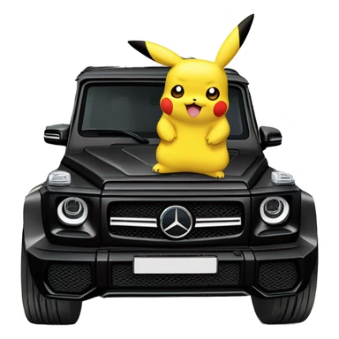 Pikachu wearing black adidas track suit next to a Mercedes G wagon sticker