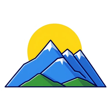 A yellow eight-pointed star with wide points and a simple mountain silhouette in the center of the star sticker