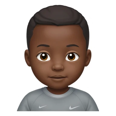 a little black baby with serious facial expression wearing a gray nike tech sticker