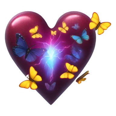 Glowing heart breaking open butterflies flying out sticker