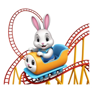 roller coaster with a bunny mascot, representing Walibi amusement park sticker