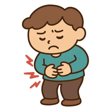 A person with stomach ache, bufo style sticker