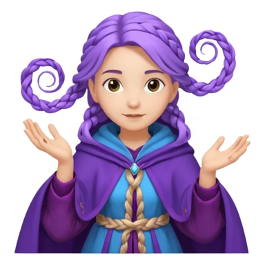 A playful mage girl with braids, purple cloak, and magic swirling around her hands.
 sticker