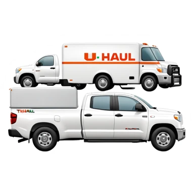 White Toyota tundra with u-haul trailer sticker