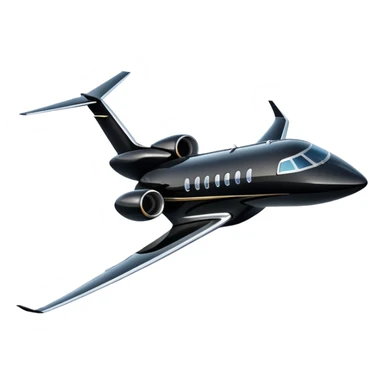 black private jet flying upward to the left. sticker