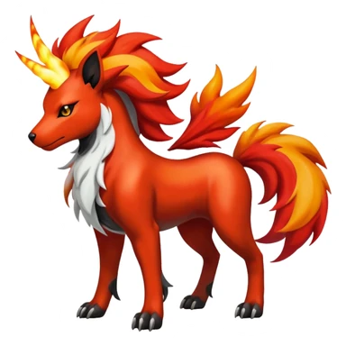 Shiny Exotic Gothic Rapidash-Houndoom-Arcanine-Pokémon-Fakémon-hybrid-creature sticker