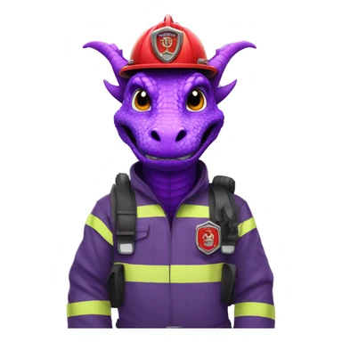 Purple dragon with Firefighter helmet and element sticker