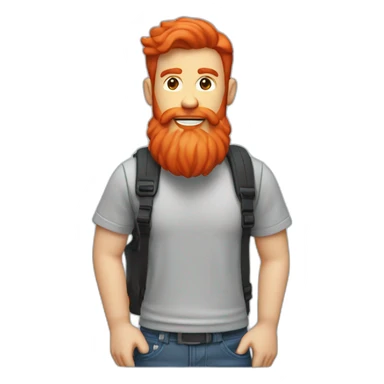 red head beard men with a t-shirt logo figma sticker