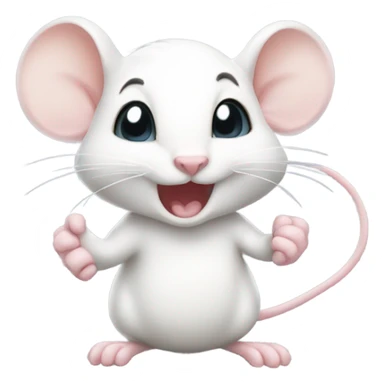 Cute same lady white mouse clenching fist smiling and blushing sticker
