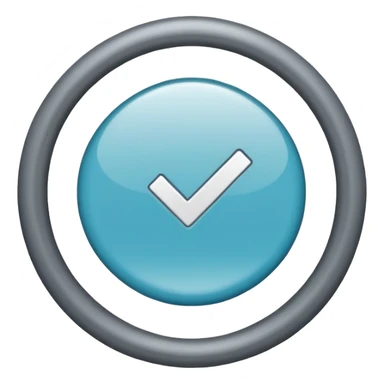 un icono de marca de verificación  un "check"  dentro de un círculo de color cian o turquesa, con un borde gris claro. sticker