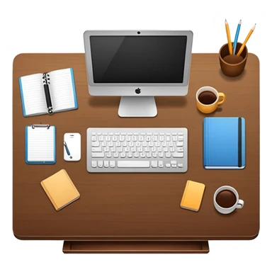 office desk top view empty no items sticker